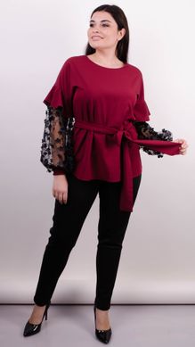 Карина. Жіноча блуза з рюшами великих розмірів. Бордо. 485138724 фото