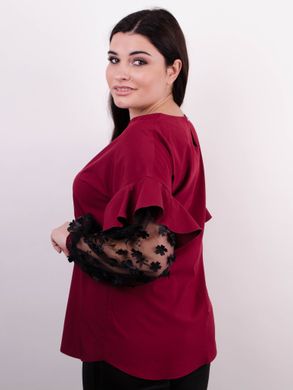 Women's blouse with ruffles of Plus sizes. Bordeaux.485138724 485138724 photo