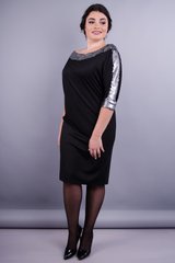Клео. Вечернее платье больших размеров. Черный+серебро. 485131209 фото