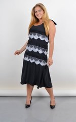 Энола. Платье-сарафан большого размера с кружевом. Черный. 485142334 фото