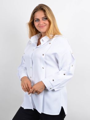 Лика. Офисная женская блуза на большой размер. Белый. 485142415 фото