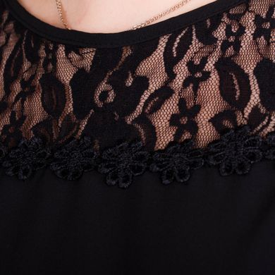 Камелия. Комбинированая блуза больших размеров. Черный. 485135589 фото