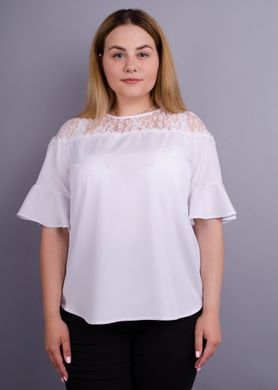 Камелія. Комбінована блуза великих розмірів. Білий. 485135862 фото