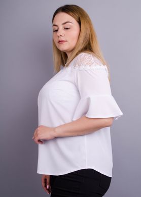 Камелія. Комбінована блуза великих розмірів. Білий. 485135738 фото