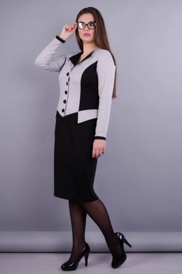 Альфа. Женское платье в деловом стиле больших размеров. Серый/черный. 485131244 фото