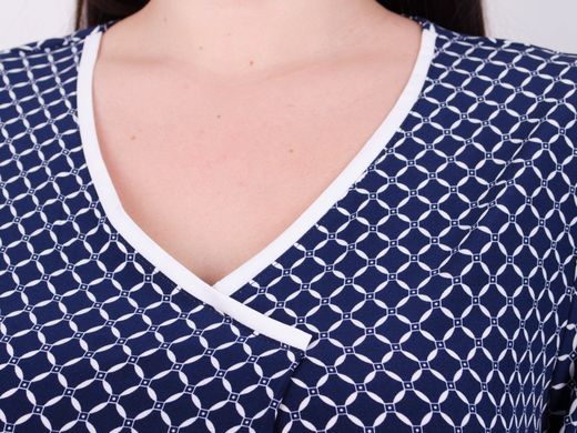 Леона принт. Стильна блуза великих розмірів. Синій. 485139074 фото