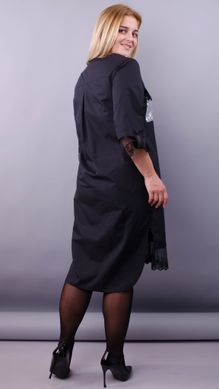 Глем. Ошатна сукня-сорочка великих розмірів. Чорний + срібло. 485138277 фото