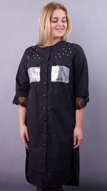 חולצת שמלה אלגנטית בגדלי פלוס. שחור+כסף .485138277 485138277 צילום