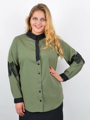 חולצת נשים עם תחרה פלוס גודל. Olive.485142663 485142663 צילום